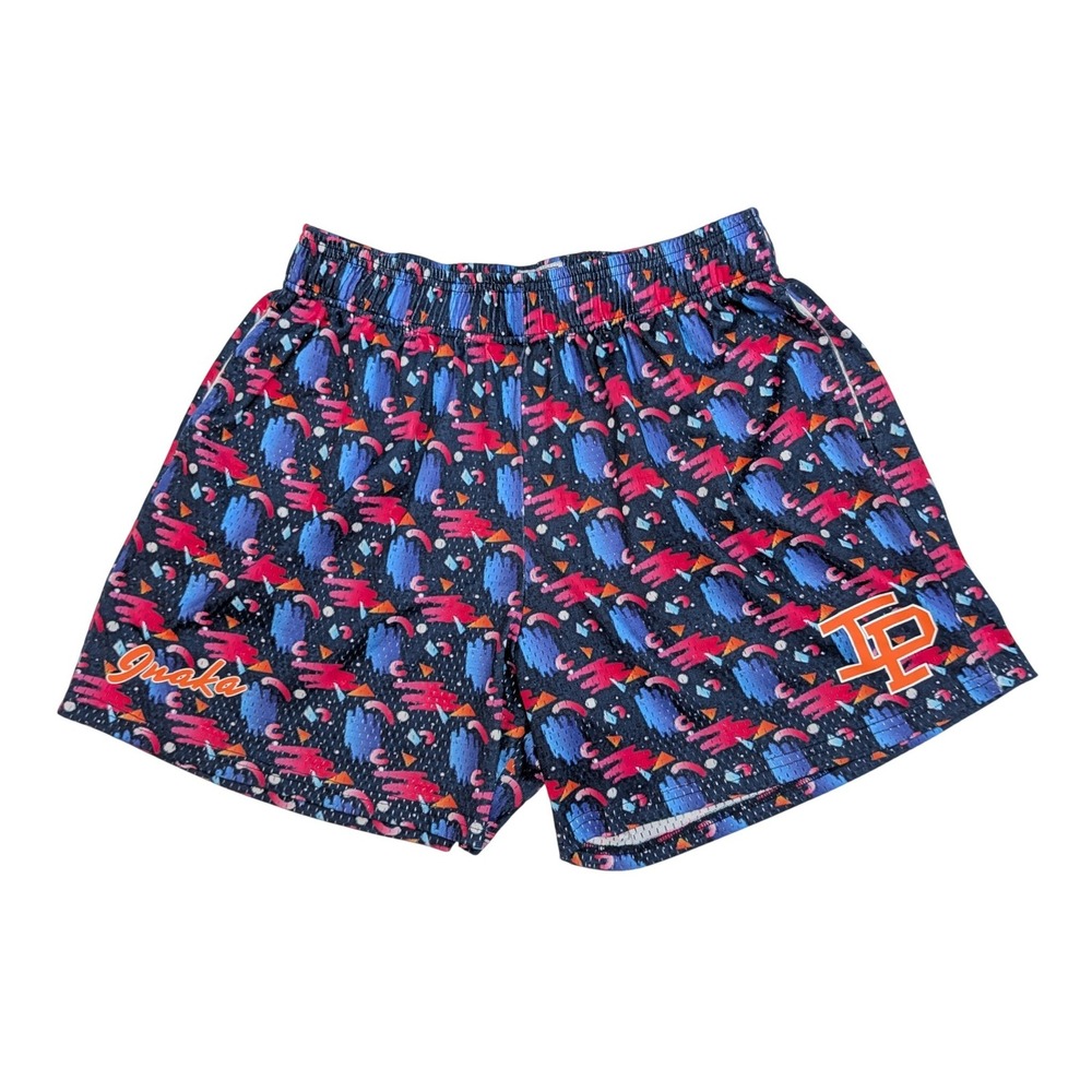 Inaka Power Mesh Shorts Mens XL Blue Pink Geometric 5in Gym Basketball